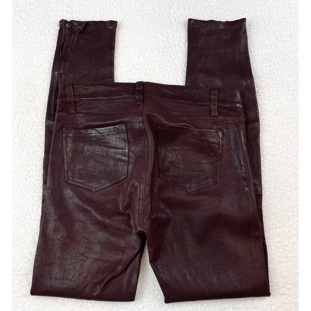 J BRAND • Burgundy Stretch Lamb Leather Skinny Ankle Zip Pants, 27 - Picture 7 of 16